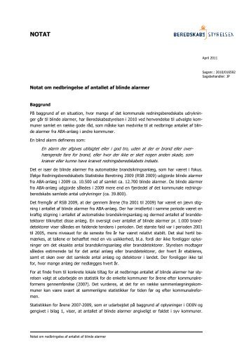 Notat om nedbringelse af antallet af blinde alarmer