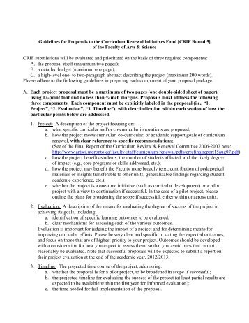 Guidelines for CRIF Proposals - the Faculty of Arts & Science ...