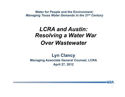 LCRA and Austin: Resolving a Water War Over Wastewater