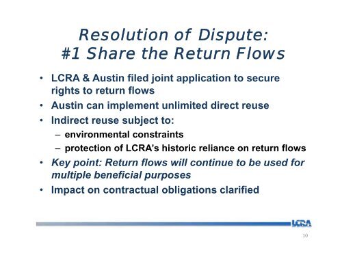 LCRA and Austin: Resolving a Water War Over Wastewater