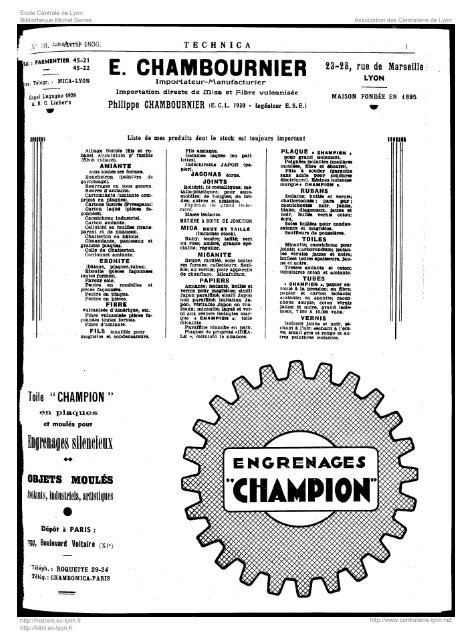 Revue Technica, annÃ©e 1936, numÃ©ro 38 - Histoire de l'Ãcole ...