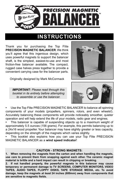 Instruction Manual - Great Hobbies