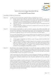 Glow Energy's Articles of Association relating to shareholders' meeting