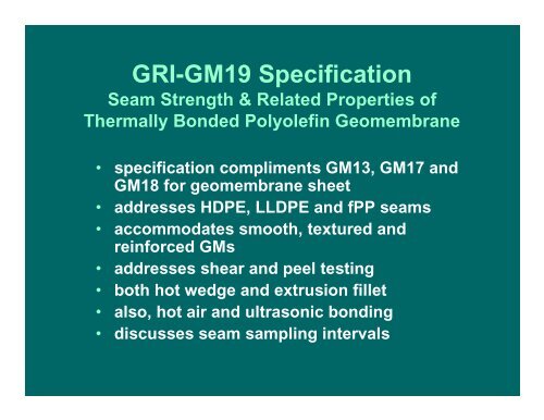 GRI-GM19 Specification - The Geosynthetic Institute