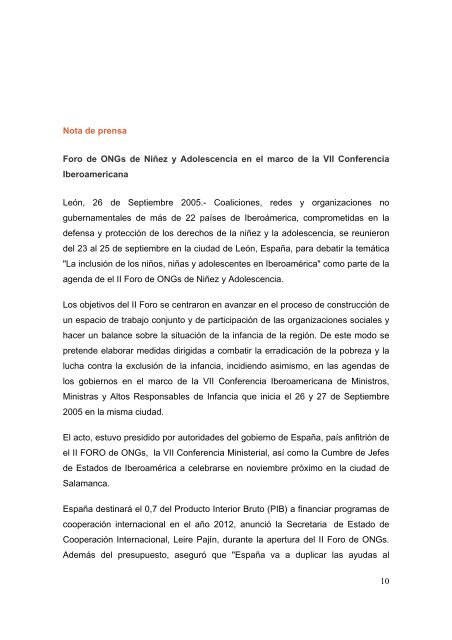 Documento de la VII Cumbre Iberoamericana de Ministros, Ministras ...
