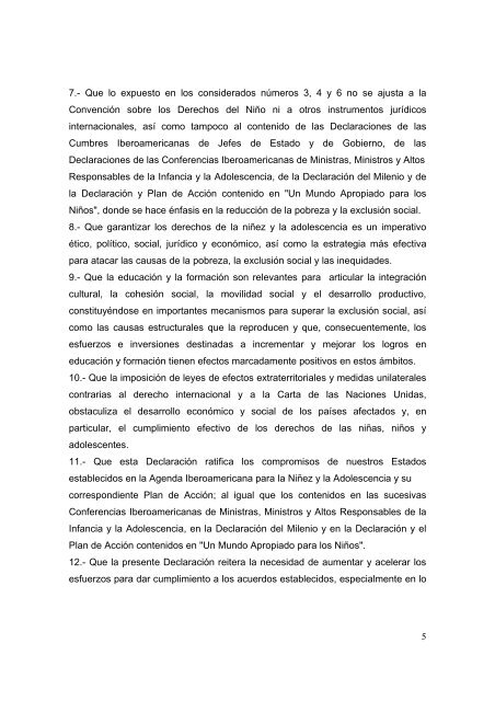 Documento de la VII Cumbre Iberoamericana de Ministros, Ministras ...