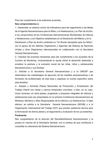 Documento de la VII Cumbre Iberoamericana de Ministros, Ministras ...