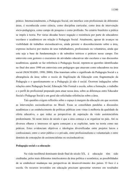 pedagogia social no brasil: polÃ­ticas, teorias e prÃ¡ticas em construÃ§Ã£o