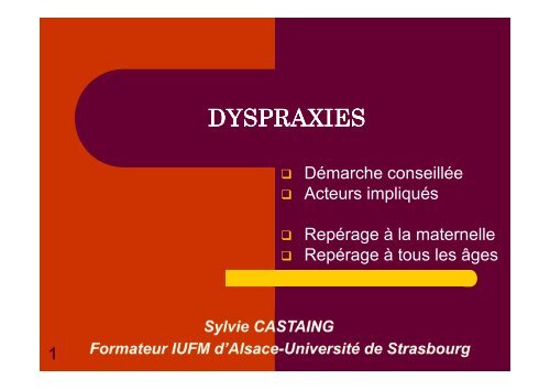 DYSPRAXIES - Sylvie Castaing - Chez