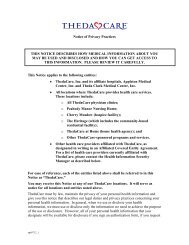 Notice of Privacy Practices THIS NOTICE DESCRIBES ... - ThedaCare
