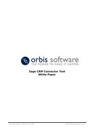 Sage CRM Connector Tool White Paper - Orbis Software Ltd