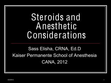 Steroids and Anesthetic Considerations