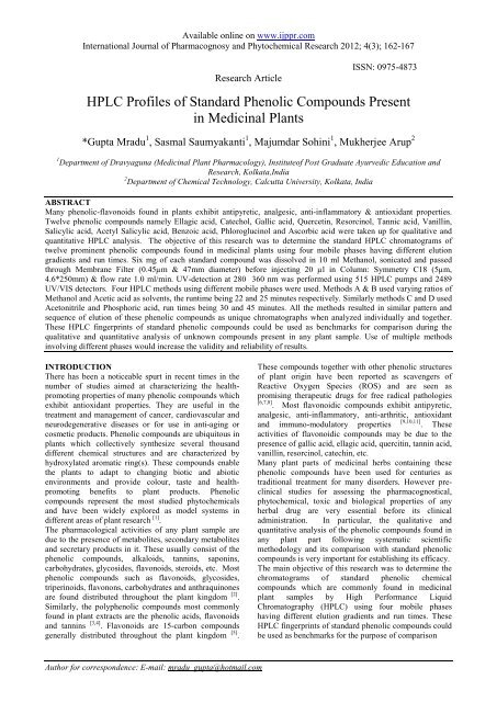 HPLC Profiles of Standard Phenolic Compounds Present in ...