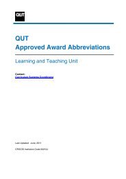 QUT Approved Award Abbreviations