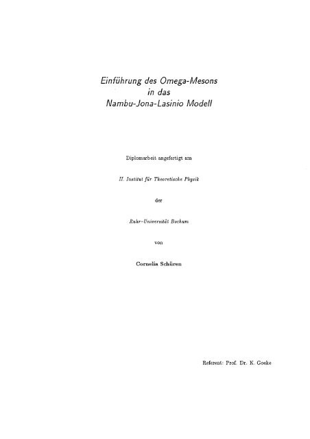 Einführung des Omega - Mesons in das N ambu-J ona-Lasinio Modell