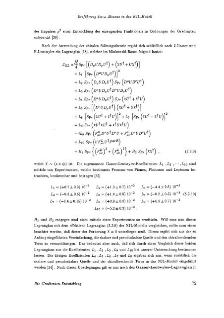 Einführung des Omega - Mesons in das N ambu-J ona-Lasinio Modell