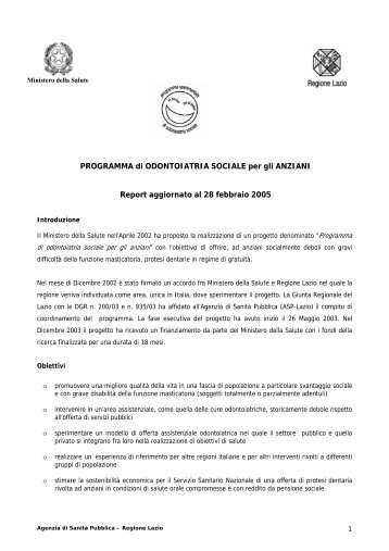 Ministero della Salute - Agenzia di SanitÃ  Pubblica della Regione ...