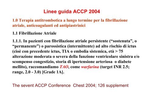 Fibrillazione atriale e terapia antitrombotica - Cuorediverona.it