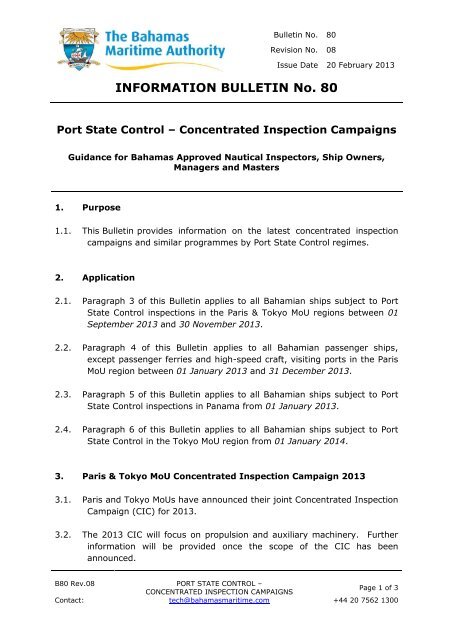 Port State Control - Concentrated Inspection Campaign