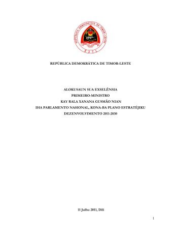 Alokusaun husi S.E. Primeiru-Ministru Kay Rala Xanana Gusmão nian