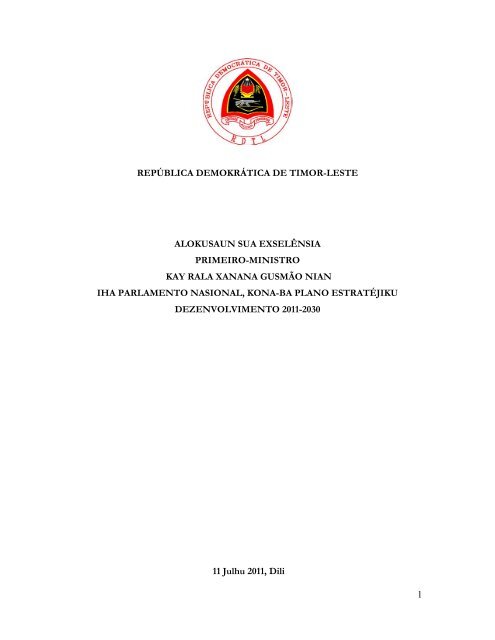 Alokusaun husi S.E. Primeiru-Ministru Kay Rala Xanana Gusmão nian