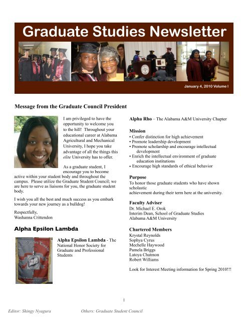 Fall 2009 / 2010 Newsletter - Welcome to Alabama A&M University