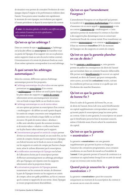 FAQ + lexique Vie individuelle.pdf - Swiss Life