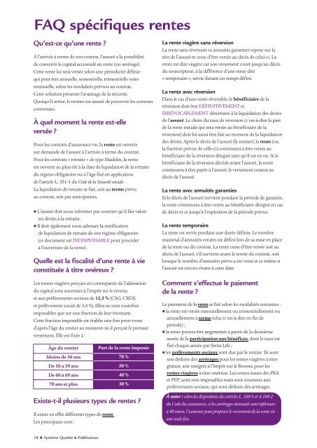 FAQ + lexique Vie individuelle.pdf - Swiss Life