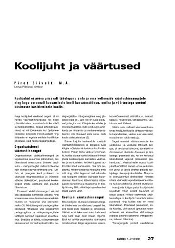 Koolijuht ja väärtused - Haridus