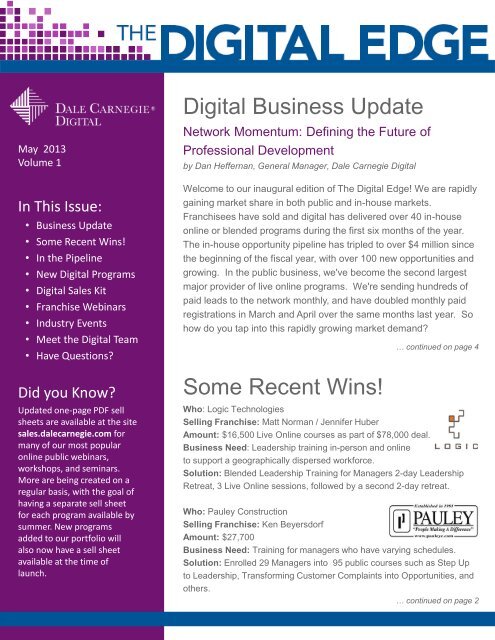 The Digital Edge: May 2013 - Dale Carnegie Training