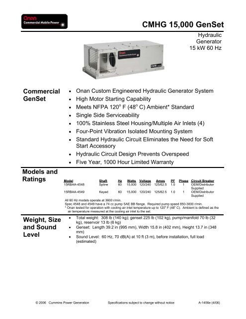 CMHG 15,000 GenSet - Electric Generators