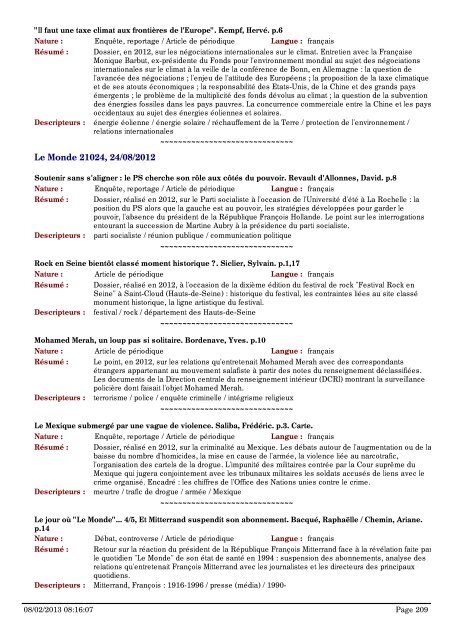 Bulletin des derniÃ¨res revues analysÃ©es Alternatives Ã©conomiques ...