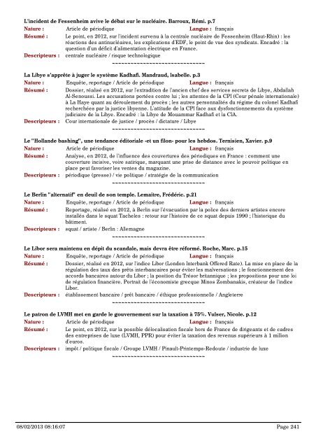 Bulletin des derniÃ¨res revues analysÃ©es Alternatives Ã©conomiques ...