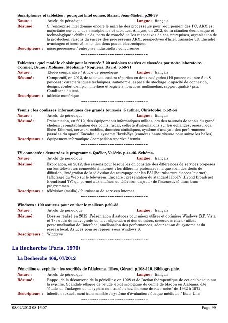 Bulletin des derniÃ¨res revues analysÃ©es Alternatives Ã©conomiques ...