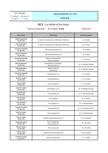 UE 2 â La cellule et les tissus - Timone.univ-mrs.fr