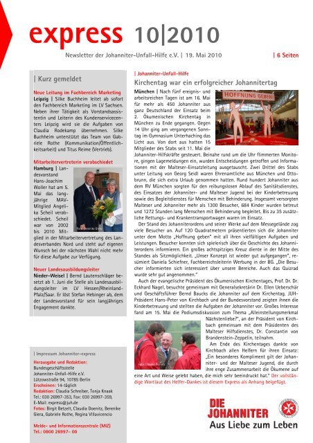 express 10|2010 – Newsletter der Johanniter-Unfall-Hilfe eV