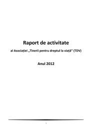 Raportul de activitate al AsociaÈiei âTinerii pentru dreptul la viaÈÄâ
