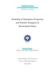 Modeling of Turbulence Properties and Particle Transport in ...