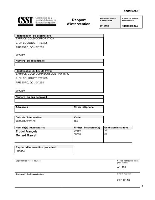 Rapport d'intervention - Centredoc.csst.qc.ca