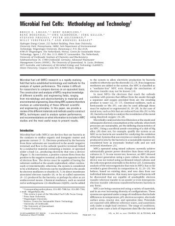 Microbial Fuel Cells: Methodology and Technologyâ 