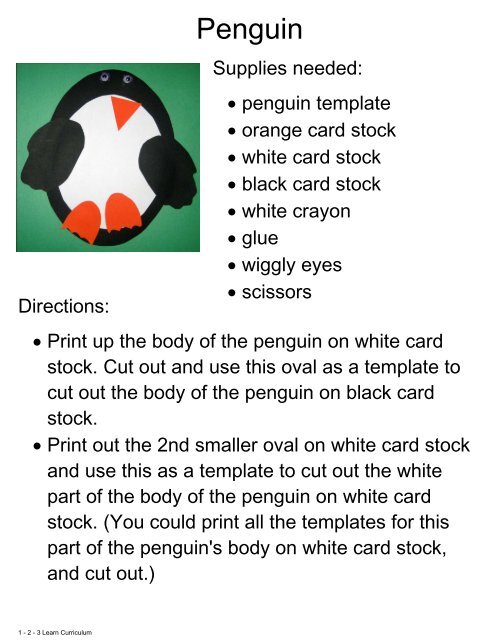 Penguin Craft - 1 - 2 - 3 Learn Curriculum