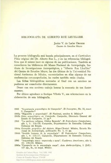 BibliografÃ­a de Alberto Ruz Lhuillier - UNAM