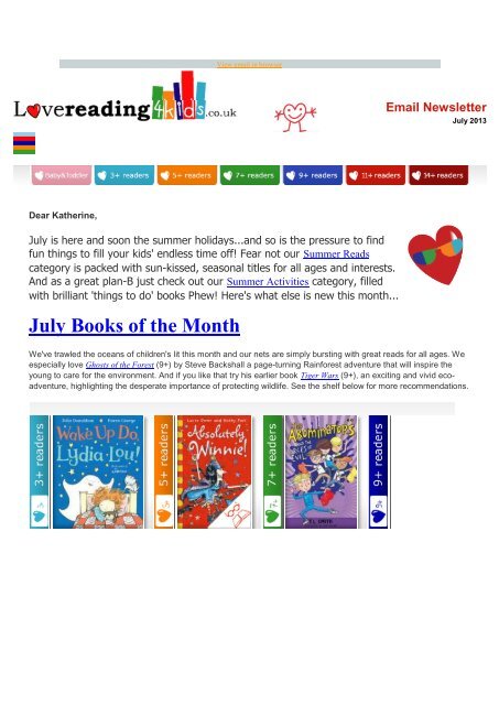 Love Reading 4 Kids Newsletter July 2013 - Richmond School