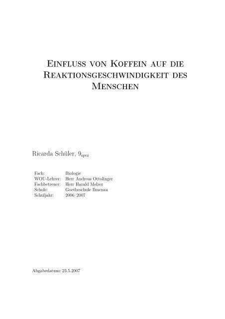 Einfluss von Koffein auf die Reaktionsgeschwindigkeit des Menschen