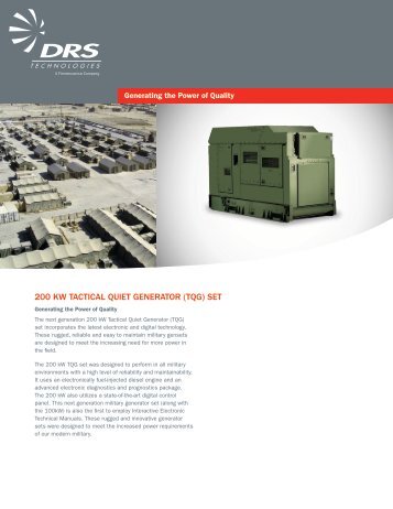200 kw tactical quiet generator (tqg) set - DRS Technologies