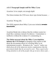 A-E-C Paragraph Sample stuff for Miley Cyrus Assertion: Is too ...