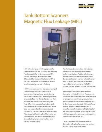 Tank Bottom Scanners Magnetic Flux Leakage (MFL) - HMT