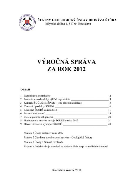 VÃ½roÄnÃ¡ sprÃ¡va Å GÃDÅ  2012 aj s prÃ­lohami (pdf - 3,2 MB) - Å tÃ¡tny ...