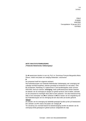 Statutenwijziging - FNV Horeca