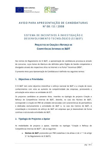 Aviso de Abertura - QREN